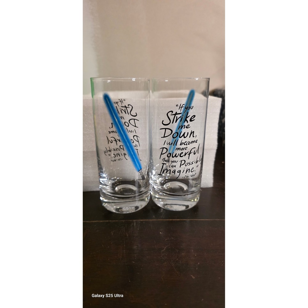 Highball Glasses JoyJolt Clear Star Wars Obi-Wan Quote 2pc